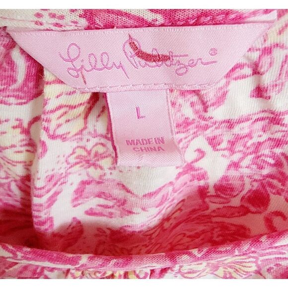 Lilly Pulitzer L Kori Dress Sun Dress  Pink Yellow Fish Sealife Pockets *Defect* - Picture 3 of 7
